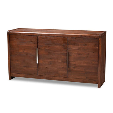 BAXTON STUDIO TORRES MODERN AND CONTEMPORARY BROWN OAK FINISHED 3-DOOR WOOD SIDEBOARD BUFFET - zzhomelifestyle