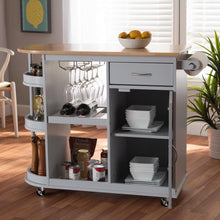 Load image into Gallery viewer, BAXTON STUDIO DONNIE COASTAL AND FARMHOUSE TWO-TONE LIGHT GREY AND NATURAL FINISHED WOOD KITCHEN STORAGE CART - zzhomelifestyle