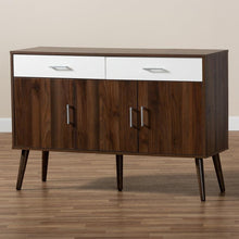 Load image into Gallery viewer, BAXTON STUDIO LEENA MID-CENTURY MODERN TWO-TONE WHITE AND WALNUT BROWN FINISHED WOOD 2-DRAWER SIDEBOARD BUFFET - zzhomelifestyle