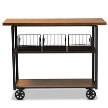 Load image into Gallery viewer, BAXTON STUDIO FELIX RUSTIC AND INDUSTRIAL FARMHOUSE WALNUT BROWN FINISHED WOOD AND BLACK FINISHED METAL CONSOLE CART - zzhomelifestyle