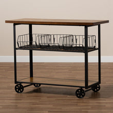 Load image into Gallery viewer, BAXTON STUDIO FELIX RUSTIC AND INDUSTRIAL FARMHOUSE WALNUT BROWN FINISHED WOOD AND BLACK FINISHED METAL CONSOLE CART - zzhomelifestyle