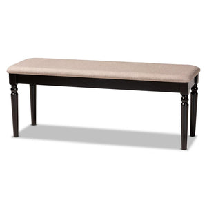 BAXTON STUDIO GIOVANNI MODERN AND CONTEMPORARY SAND FABRIC UPHOLSTERED AND DARK BROWN FINISHED WOOD DINING BENCH - zzhomelifestyle