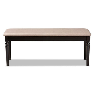 BAXTON STUDIO GIOVANNI MODERN AND CONTEMPORARY SAND FABRIC UPHOLSTERED AND DARK BROWN FINISHED WOOD DINING BENCH - zzhomelifestyle