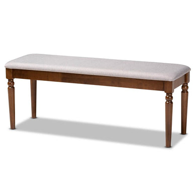 BAXTON STUDIO GIOVANNI MODERN AND CONTEMPORARY GREY FABRIC UPHOLSTERED AND WALNUT BROWN FINISHED WOOD DINING BENCH - zzhomelifestyle