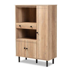 BAXTON STUDIO PATTERSON MODERN AND CONTEMPORARY OAK BROWN FINISHED 1-DRAWER KITCHEN STORAGE CABINET - zzhomelifestyle