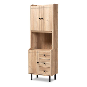 BAXTON STUDIO PATTERSON MODERN AND CONTEMPORARY OAK BROWN FINISHED 3-DRAWER KITCHEN STORAGE CABINET - zzhomelifestyle