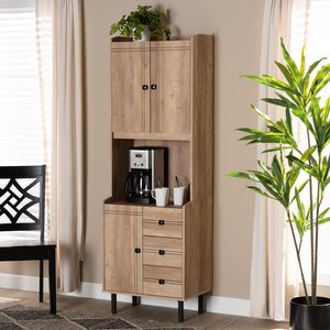 BAXTON STUDIO PATTERSON MODERN AND CONTEMPORARY OAK BROWN FINISHED 3-DRAWER KITCHEN STORAGE CABINET - zzhomelifestyle