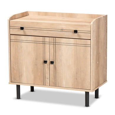 BAXTON STUDIO PATTERSON MODERN AND CONTEMPORARY OAK BROWN FINISHED WOOD 2-DOOR KITCHEN STORAGE CABINET - zzhomelifestyle