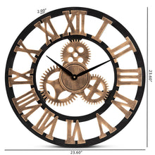 Load image into Gallery viewer, BAXTON STUDIO RANDOLPH INDUSTRIAL VINTAGE STYLE BLACK AND DISTRESSED BROWN FINISHED WOOD WALL CLOCK - zzhomelifestyle