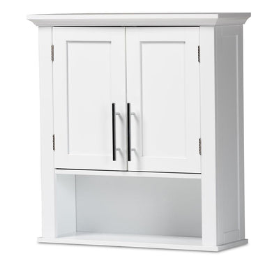 BAXTON STUDIO TURNER MODERN AND CONTEMPORARY WHITE FINISHED WOOD 2-DOOR BATHROOM WALL STORAGE CABINET - zzhomelifestyle