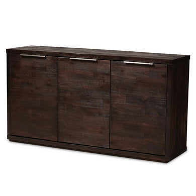BAXTON STUDIO TITUS MODERN AND CONTEMPORARY DARK BROWN FINISHED WOOD 3-DOOR DINING ROOM SIDEBOARD BUFFET - zzhomelifestyle