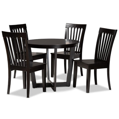 BAXTON STUDIO SASA MODERN AND CONTEMPORARY DARK BROWN FINISHED WOOD 5-PIECE DINING SET - zzhomelifestyle