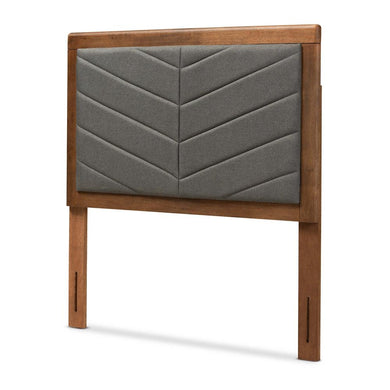 BAXTON STUDIO IDEN MODERN AND CONTEMPORARY DARK GREY FABRIC UPHOLSTERED AND WALNUT BROWN FINISHED WOOD TWIN SIZE HEADBOARD - zzhomelifestyle