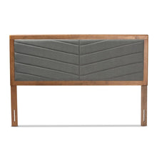 Load image into Gallery viewer, BAXTON STUDIO IDEN MODERN AND CONTEMPORARY DARK GREY FABRIC UPHOLSTERED AND WALNUT BROWN FINISHED WOOD KING SIZE HEADBOARD - zzhomelifestyle