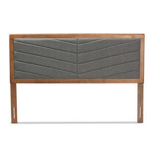 BAXTON STUDIO IDEN MODERN AND CONTEMPORARY DARK GREY FABRIC UPHOLSTERED AND WALNUT BROWN FINISHED WOOD FULL SIZE HEADBOARD - zzhomelifestyle