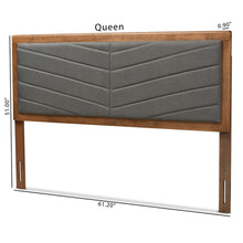 Load image into Gallery viewer, BAXTON STUDIO IDEN MODERN AND CONTEMPORARY DARK GREY FABRIC UPHOLSTERED AND WALNUT BROWN FINISHED WOOD QUEEN SIZE HEADBOARD - zzhomelifestyle