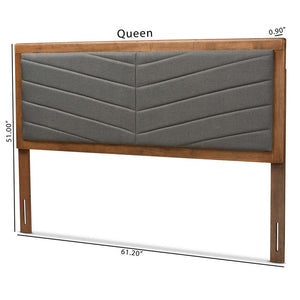 BAXTON STUDIO IDEN MODERN AND CONTEMPORARY DARK GREY FABRIC UPHOLSTERED AND WALNUT BROWN FINISHED WOOD QUEEN SIZE HEADBOARD - zzhomelifestyle