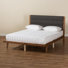 Load image into Gallery viewer, BAXTON STUDIO JARLAN MODERN AND CONTEMPORARY TRANSITIONAL CHARCOAL FABRIC UPHOLSTERED AND WALNUT BROWN FINISHED WOOD FULL SIZE PLATFORM BED - zzhomelifestyle