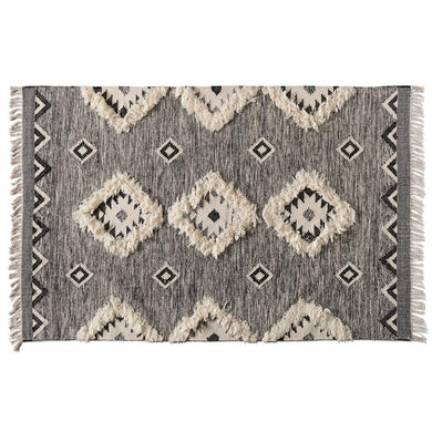 BAXTON STUDIO AVIA MODERN AND CONTEMPORARY BLACK AND IVORY HANDWOVEN WOOL AREA RUG - zzhomelifestyle