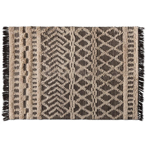 BAXTON STUDIO HEINO MODERN AND CONTEMPORARY IVORY AND CHARCOAL HANDWOVEN WOOL AREA RUG - zzhomelifestyle