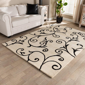 BAXTON STUDIO TRELLIS MODERN AND CONTEMPORARY IVORY AND BLACK HAND-TUFTED WOOL BLEND AREA RUG - zzhomelifestyle