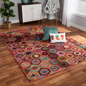 BAXTON STUDIO ADAILO MODERN AND CONTEMPORARY MULTI-COLORED HANDWOVEN FABRIC AREA RUG - zzhomelifestyle