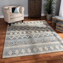 Load image into Gallery viewer, BAXTON STUDIO CALLUM MODERN AND CONTEMPORARY IVORY AND BLUE HANDWOVEN WOOL BLEND AREA RUG - zzhomelifestyle