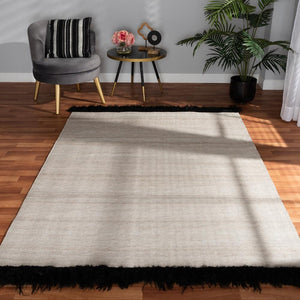BAXTON STUDIO DALSTON MODERN AND CONTEMPORARY BEIGE AND BLACK HANDWOVEN WOOL BLEND AREA RUG - zzhomelifestyle