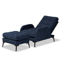 Load image into Gallery viewer, BAXTON STUDIO BELDEN MODERN AND CONTEMPORARY NAVY BLUE VELVET FABRIC UPHOLSTERED AND BLACK METAL 2-PIECE LOUNGE CHAIR AND OTTOMAN SET - zzhomelifestyle