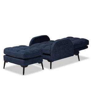 BAXTON STUDIO BELDEN MODERN AND CONTEMPORARY NAVY BLUE VELVET FABRIC UPHOLSTERED AND BLACK METAL 2-PIECE LOUNGE CHAIR AND OTTOMAN SET - zzhomelifestyle
