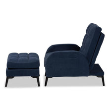 Load image into Gallery viewer, BAXTON STUDIO BELDEN MODERN AND CONTEMPORARY NAVY BLUE VELVET FABRIC UPHOLSTERED AND BLACK METAL 2-PIECE LOUNGE CHAIR AND OTTOMAN SET - zzhomelifestyle