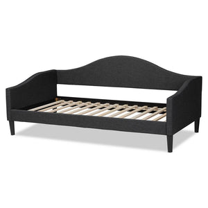 BAXTON STUDIO MILLIGAN MODERN AND CONTEMPORARY CHARCOAL FABRIC UPHOLSTERED AND DARK BROWN FINISHED WOOD FULL SIZE DAYBED - zzhomelifestyle