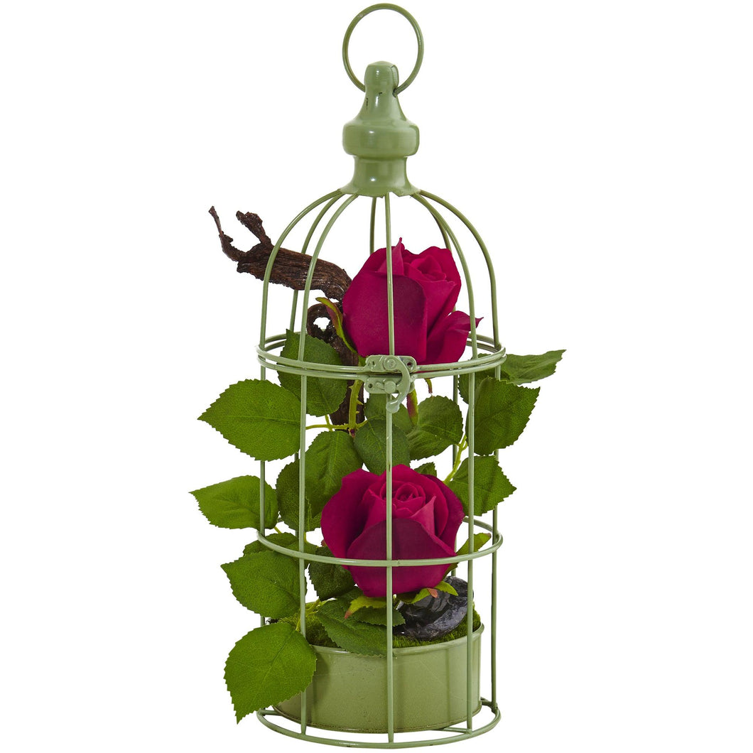 Roses Arrangement in Bird Cage - zzhomelifestyle