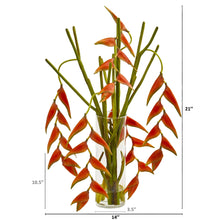 Load image into Gallery viewer, Hanging Heliconia Artificial Arrangement in Cylinder Vase - zzhomelifestyle
