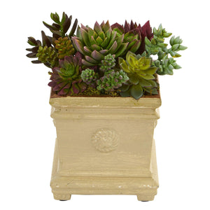 Mixed Succulent Artificial Plant in Decorative Vase - zzhomelifestyle