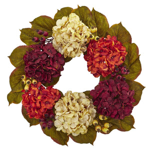 20" Hydrangea Berry Artificial Wreath - zzhomelifestyle