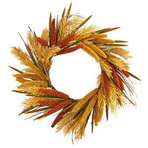 25" Sorghum Harvest Artificial Wreath - zzhomelifestyle