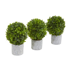 Load image into Gallery viewer, 9&quot; Boxwood Artificial Mini Topiary (Set of 3) - zzhomelifestyle
