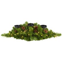Load image into Gallery viewer, 30&quot; Christmas Artificial Pine Triple Candelabrum with 35 Clear Lights and Pine Cones - zzhomelifestyle