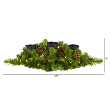 Load image into Gallery viewer, 30&quot; Christmas Artificial Pine Triple Candelabrum with 35 Clear Lights and Pine Cones - zzhomelifestyle