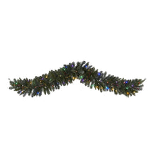 Load image into Gallery viewer, 6&#39; Flocked Artificial Christmas Garland with 50 Multicolored LED Lights and Berries - zzhomelifestyle