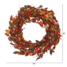 Load image into Gallery viewer, 20&quot; Harvest Leaf and Mini Pumpkin Artificial Wreath - zzhomelifestyle