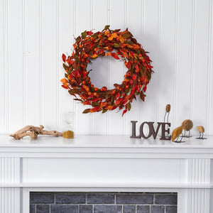 20" Harvest Leaf and Mini Pumpkin Artificial Wreath - zzhomelifestyle