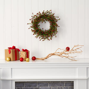 16" Boxwood and Berries Artificial Wreath - zzhomelifestyle
