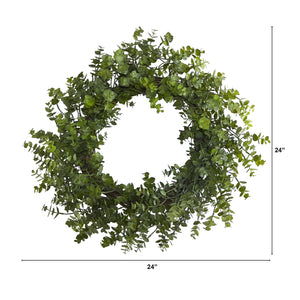 24" Eucalyptus Artificial Wreath - zzhomelifestyle