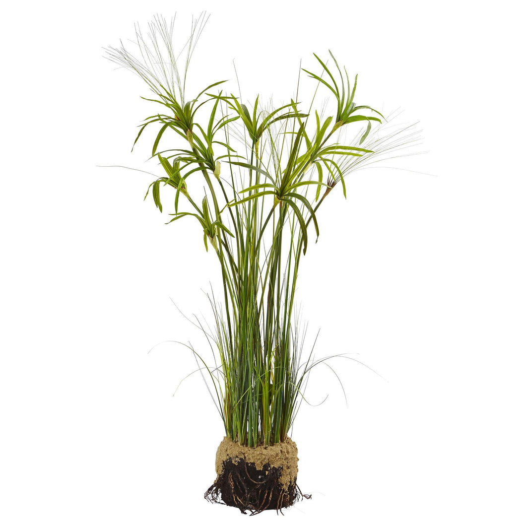 Papyrus Plant with Faux Soil - zzhomelifestyle