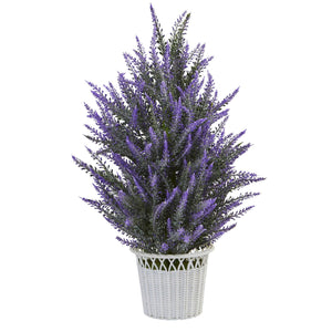 Lavender in White Planter Artificial Plant - zzhomelifestyle