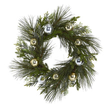 Load image into Gallery viewer, 26&quot; Sparkling Pine Artificial Wreath with Decorative Ornaments - zzhomelifestyle