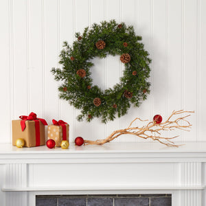 18" Alpine Pine and Pine Cone Artificial Wreath - zzhomelifestyle