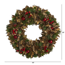 Load image into Gallery viewer, 15&quot; Holiday Artificial Wreath with Pine Cones and Ornaments - zzhomelifestyle